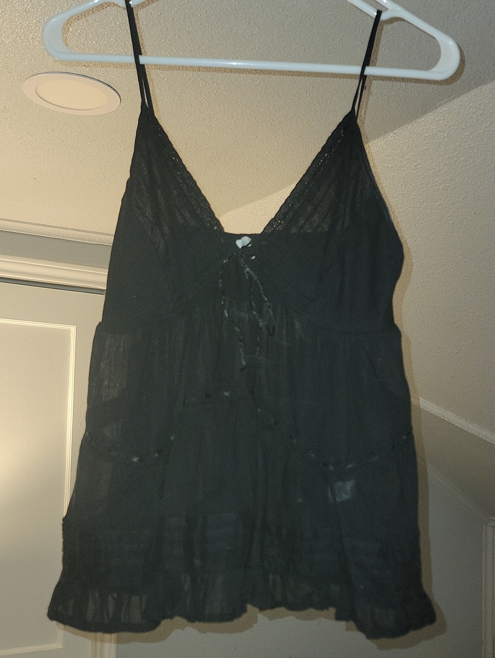 Flowy Babydoll Black Spaghetti Strap Camisole Top